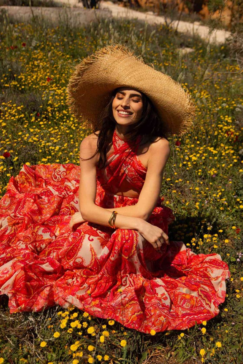 Riviera coral maxi dress