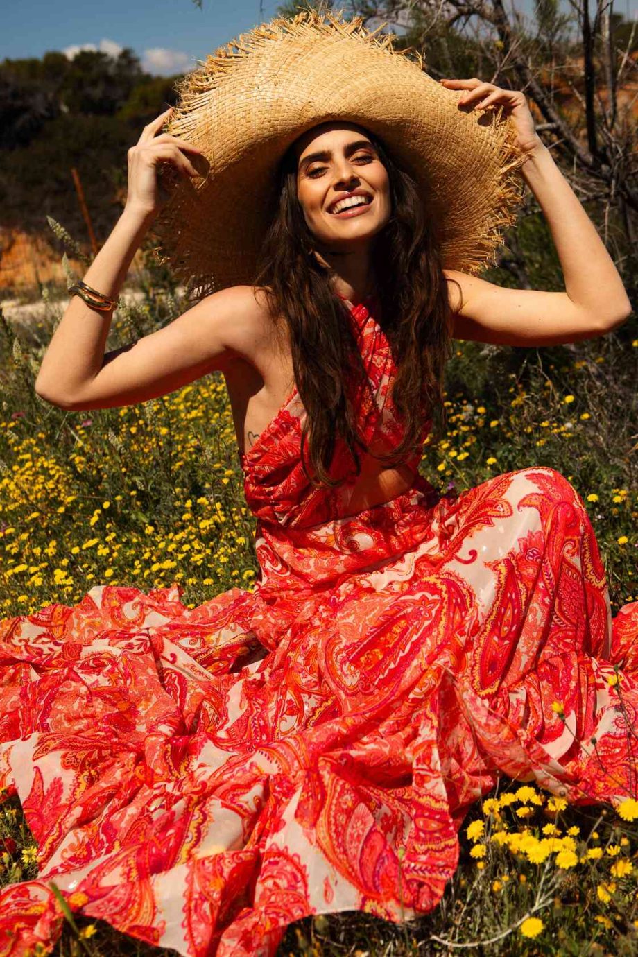Riviera coral maxi dress