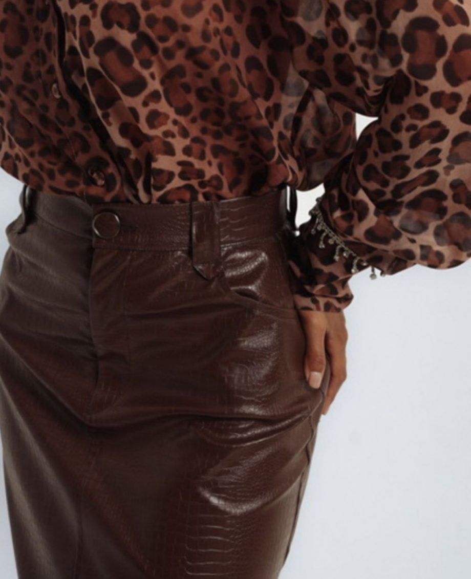 Nadia croco faux leather skirt
