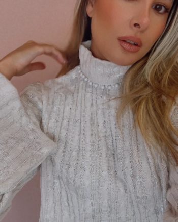 Lurex sweater with pearls