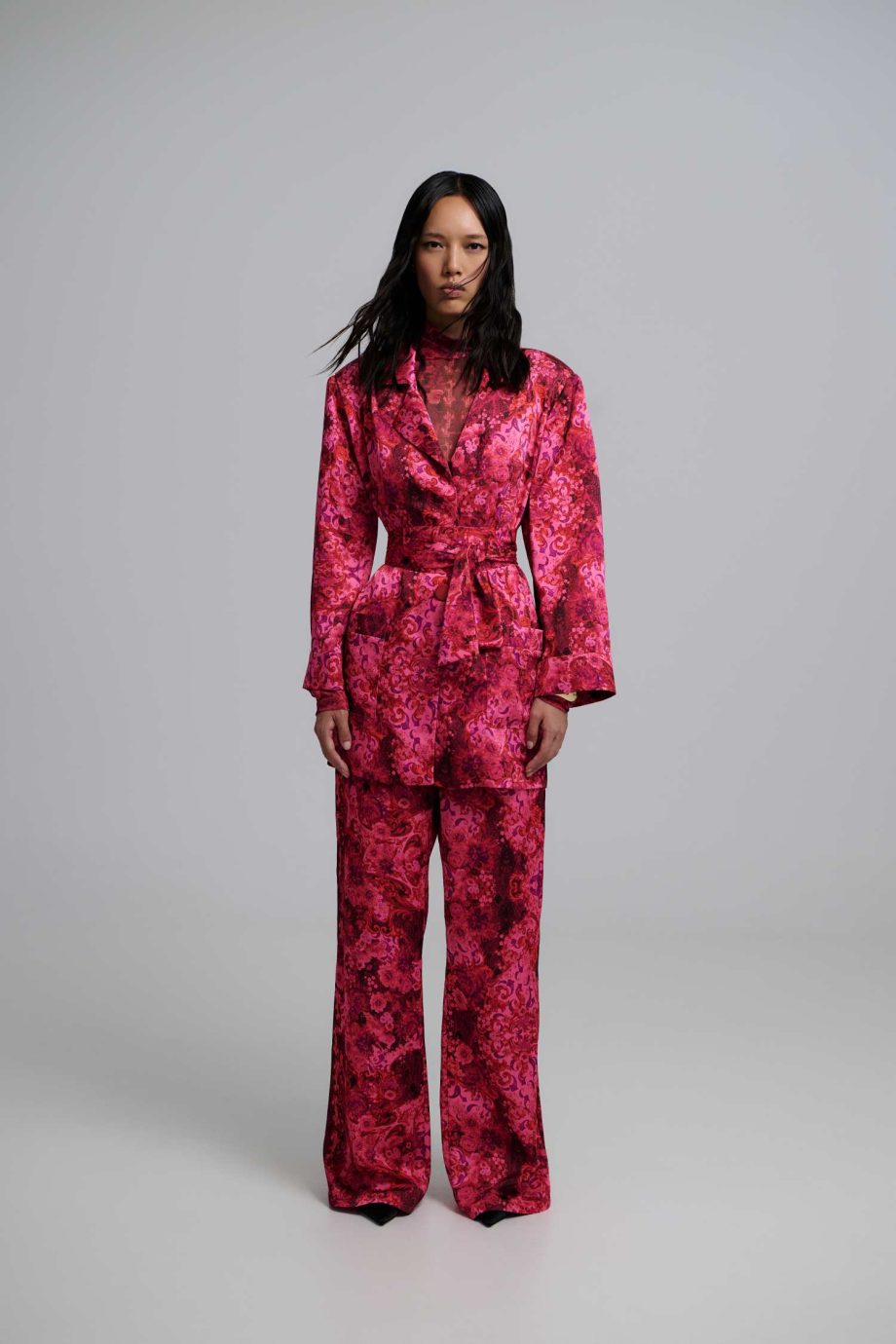 Josie fuschia satin set
