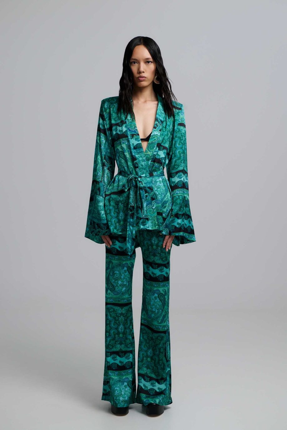 Selma green satin set