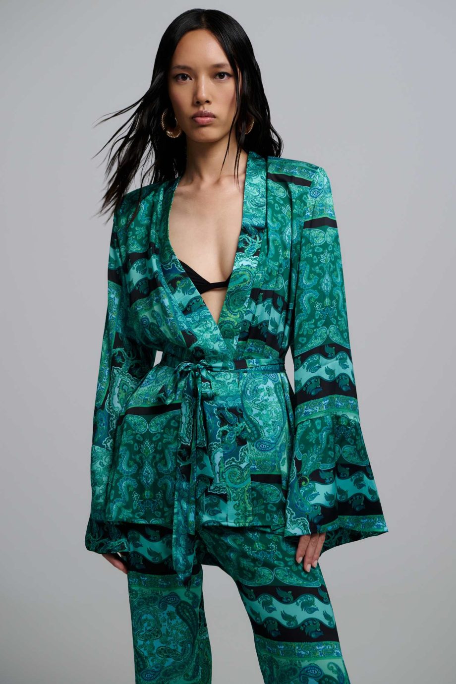 Selma green satin set