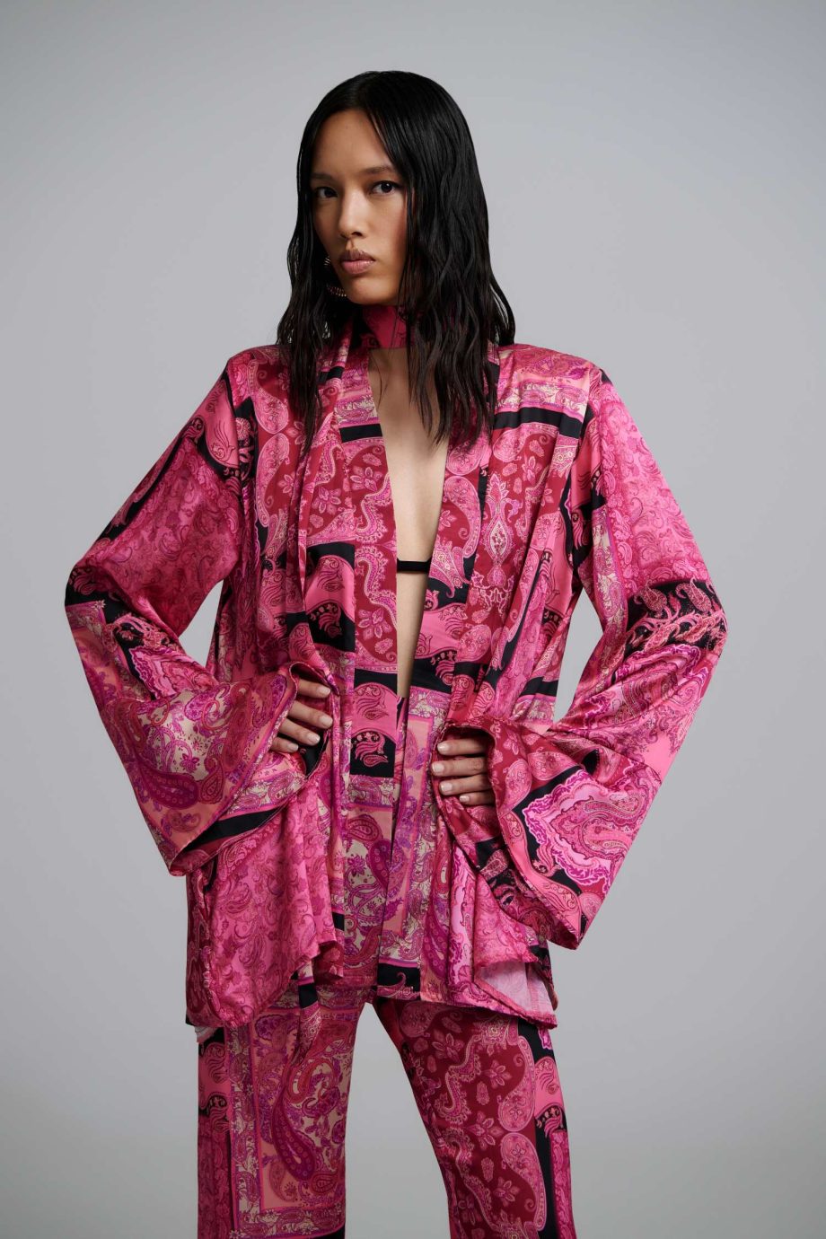 Selma fuschia satin set