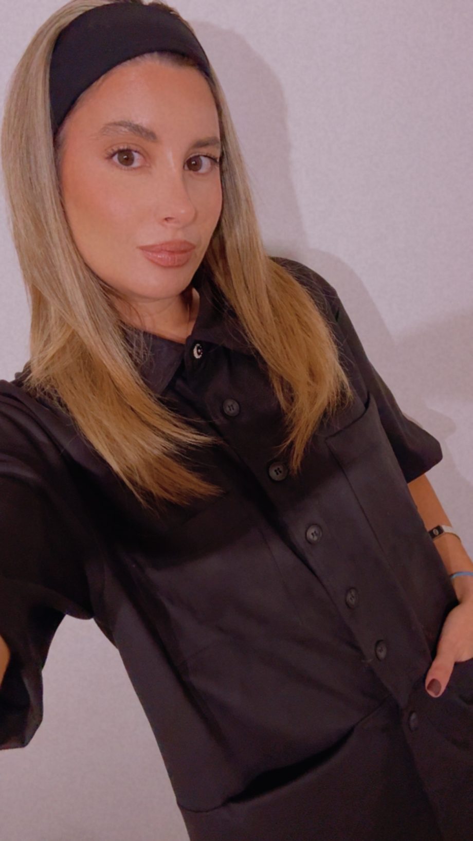 Suede leather black shirt
