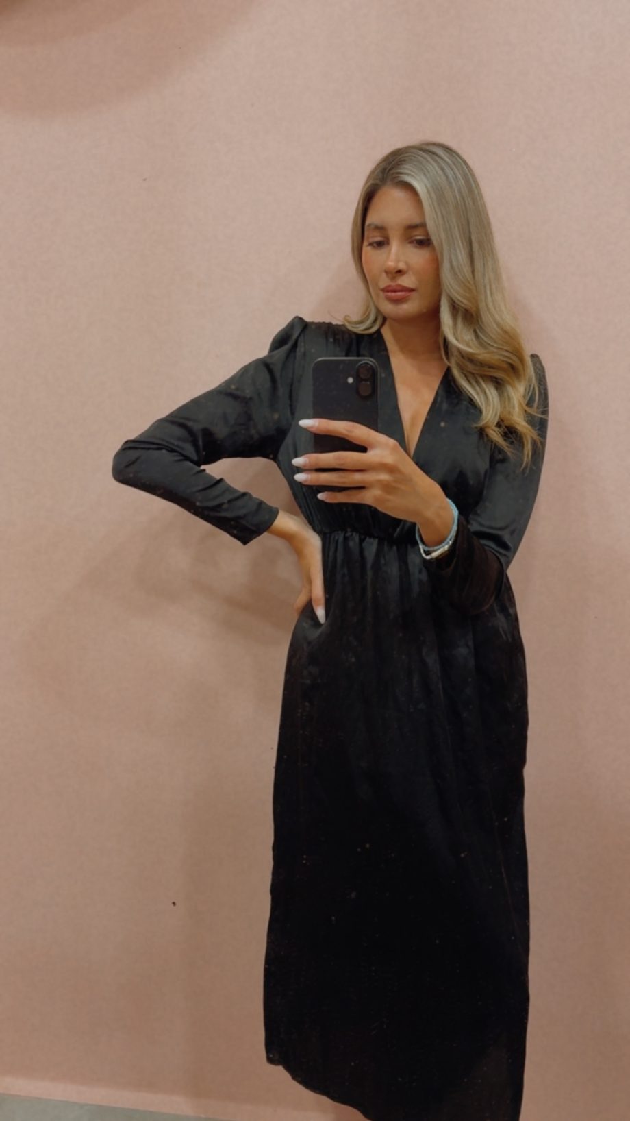 Black satin dress