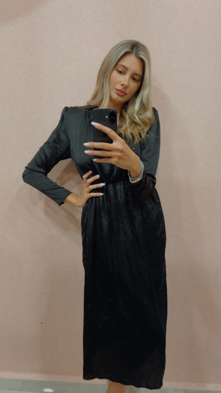 Black satin dress