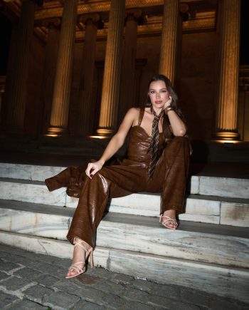 Valentina croco faux leather top