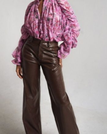 Aria faux leather brown pants