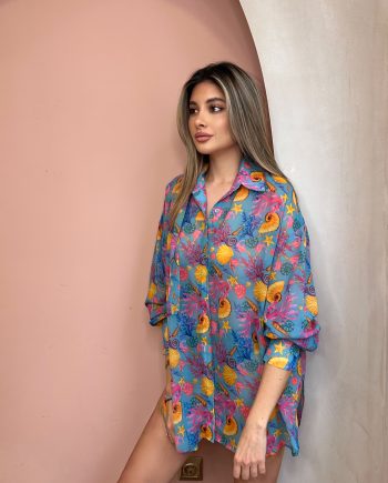 Coral blue oversized shirt