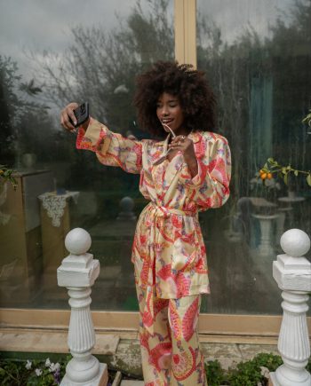 Goldray yellow satin co-ord set