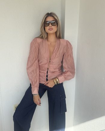 Nerida pink satin shirt