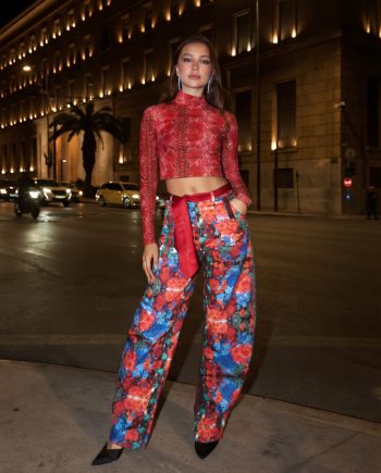 Violet denim pants